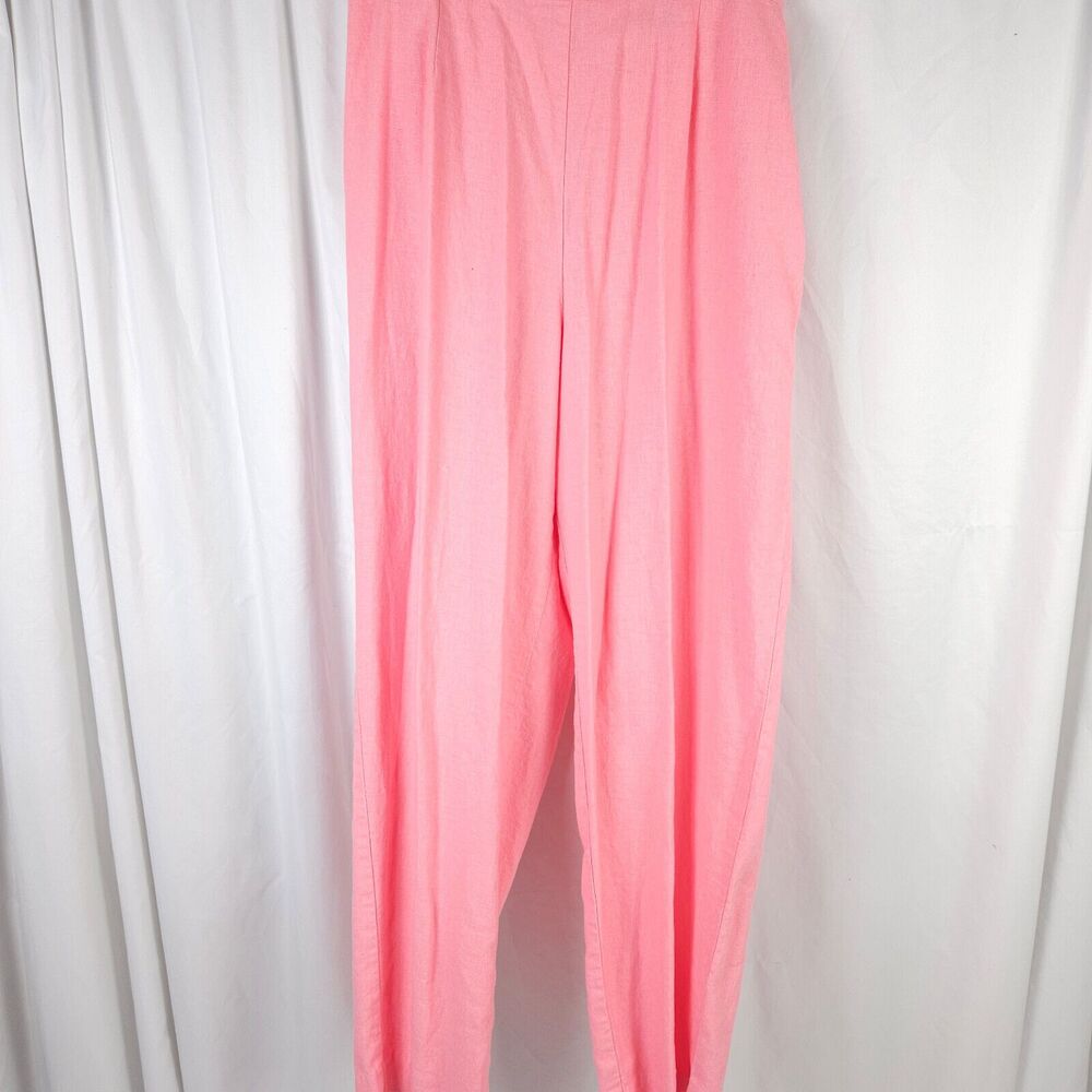 Vintage‎ Mosaic Womens Size 16 30x28 Pink Linen Blend Casual Pants
